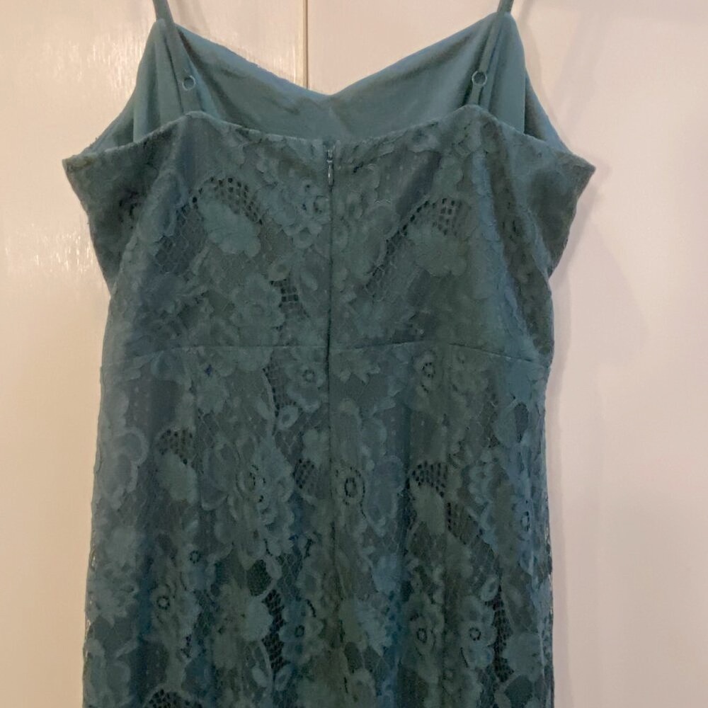 LULU'S Forest Green Spaghetti Strap Vneck Maxi Prom Dress Size Large - Picture 6 of 8